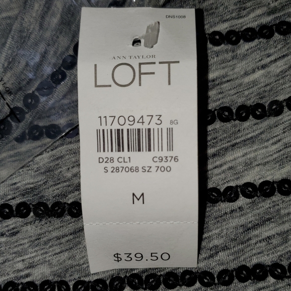 GREY SPAGHETTI STRAP TANKTOP WITH SILVER SEQUIN STRIPES NEW MEDIUM - Picture 4 of 5